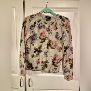 Like New Floral Cashmere Sweater: Petite Medium